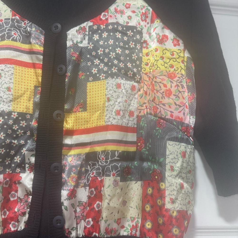 Navy Multicolor Patchwork Cardigan - image 2